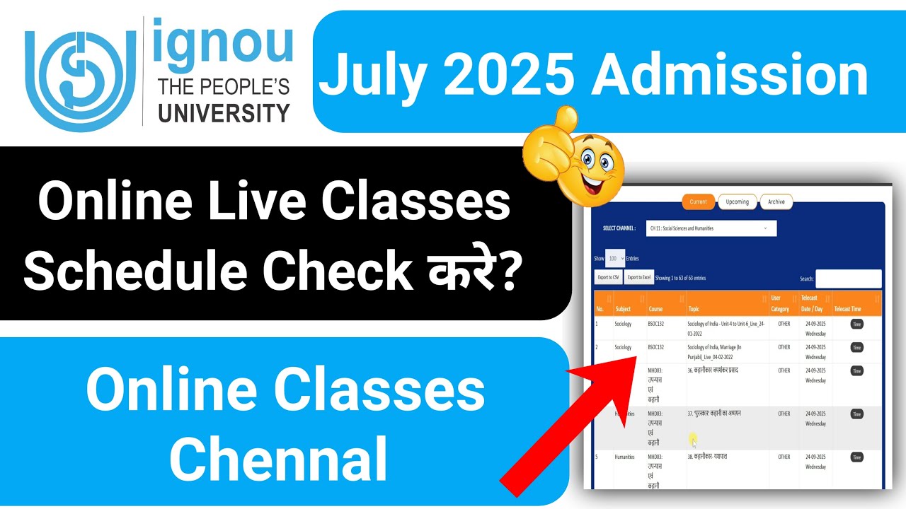 IGNOU Online Live Classes Schedule Check करे | IGNOU Online Classes 2025 | IGNOU Classes Update