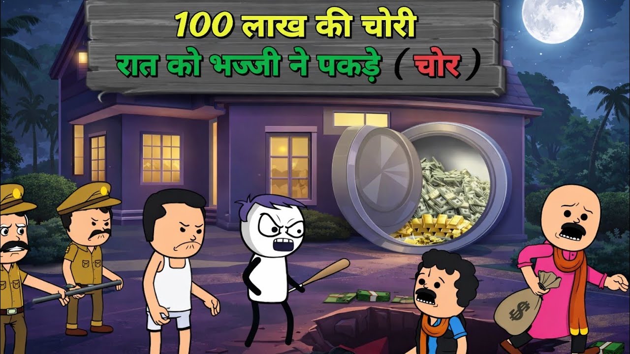 25 February 2026 भज्जी के घर हुई 100 लाख की चोरी 😂 / 😂 भज्जी ने चोर पकड़ा 😂 /#hindicartoon#like❤️‍🔥