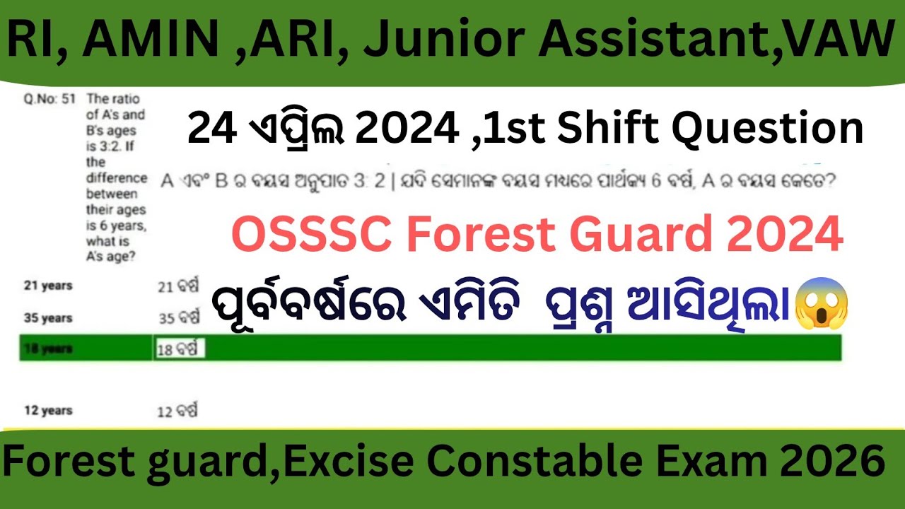 “Math PYQ Set-1 | Forest Guard, Forester & Excise Constable CRE 2026 | Important Questions”