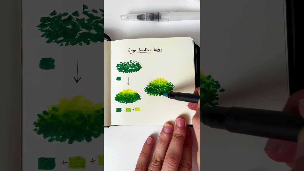 EASY WAY TO DRAW BUSHES IN 5 MINS?!😩💚 #howtodraw #sketchbookideas #drawingtutorials #drawingidea