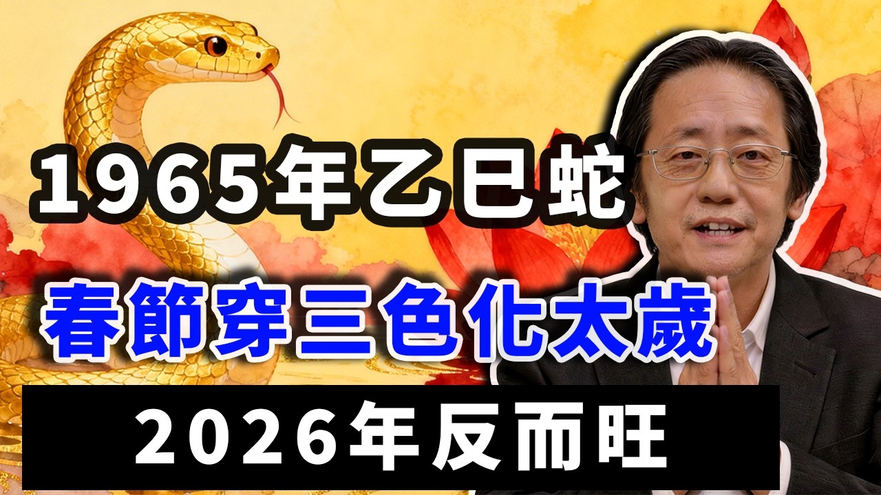 1965年乙巳蛇，春節穿綠紅紫三色化太歲，61歲火生土生金，2026本命年反而旺！#倪海廈 #1965屬蛇 #本命年穿衣 #化太歲 #春節開運 #61歲轉運 #2026運勢 #傳統命理