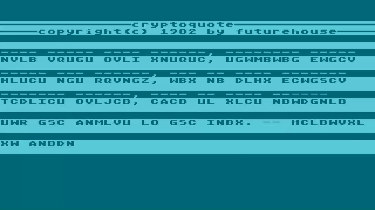 ATARI 8BIT XL XE Cryptoquote CRYPTO QUOTE 82 Future House The Programmer's Institute 400 800 600 120