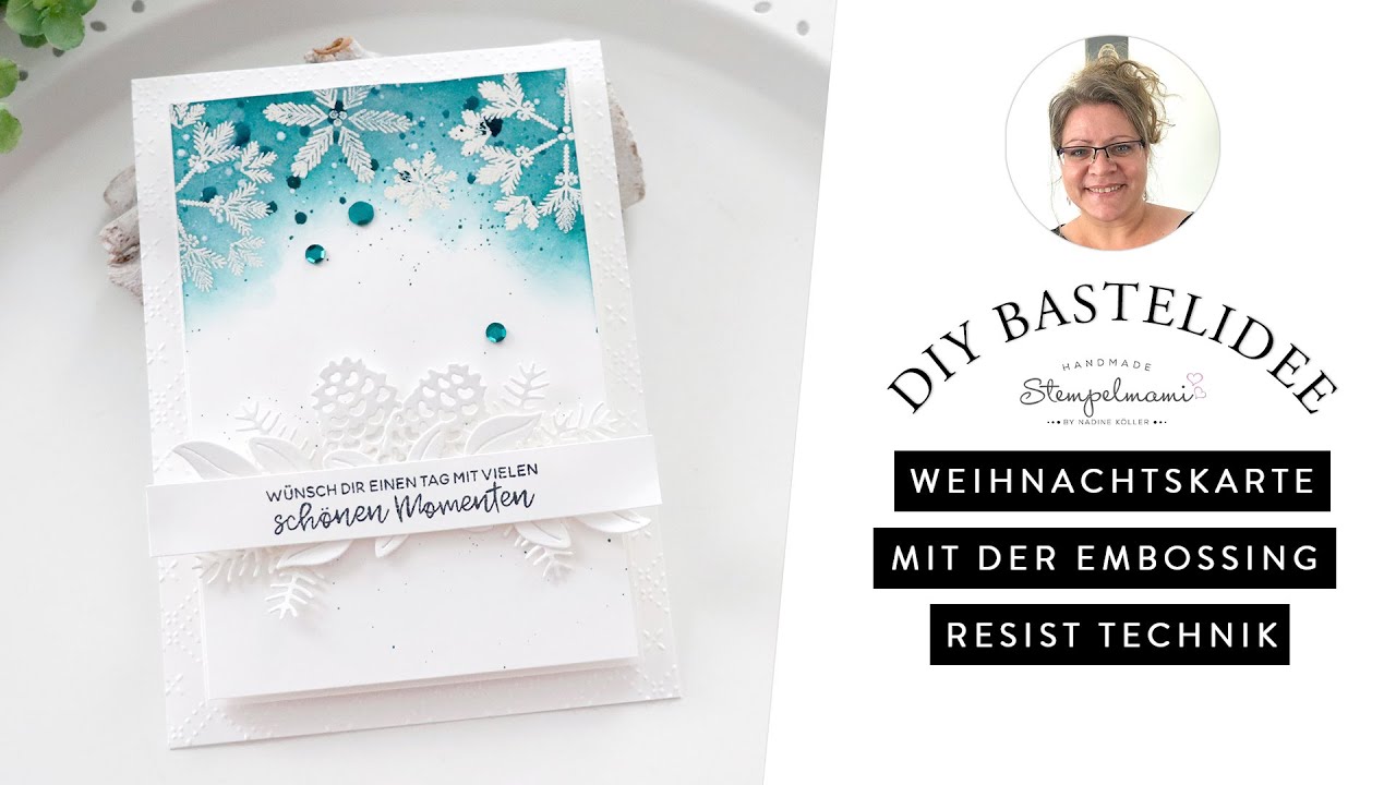 Schlicht und Einfach | Weihnachtskarte mit der Embossing Resist Technik | Zauberhafte Tannenzweige