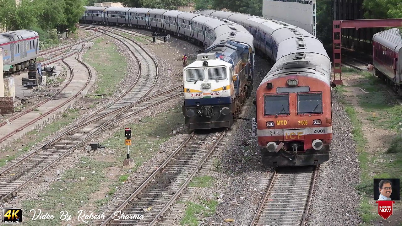 Ultimate and Spectacular High Speed  Parallel Action of two Trains 59705 and 74831 DEMU