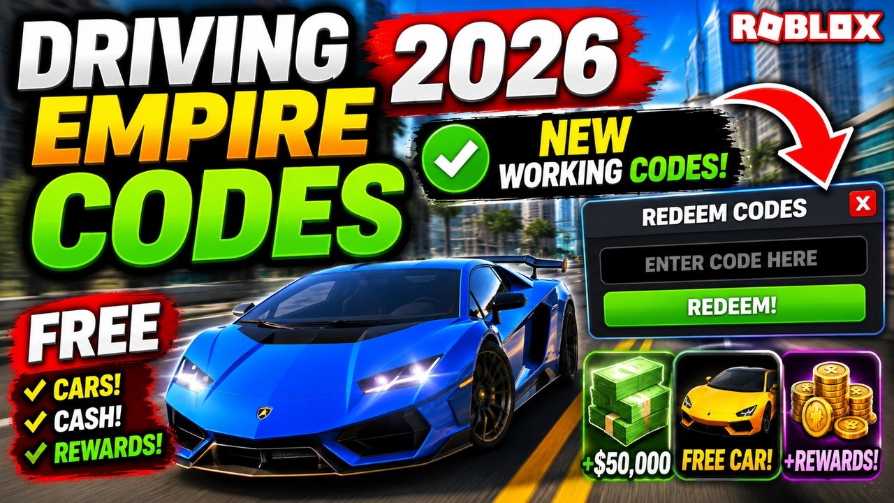 КОДЫ ДЛЯ DRIVING EMPIRE 2026 🔥 НОВЫЕ рабочие коды на БЕСПЛАТНЫЕ машины, деньги и награды!