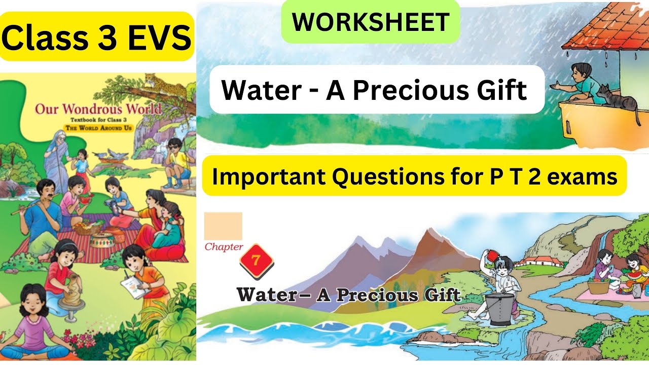 Class 3 EVS Worksheet | Water  A Precious Gift | Chapter 7 | Our Wonderous World #class3evsworksheet