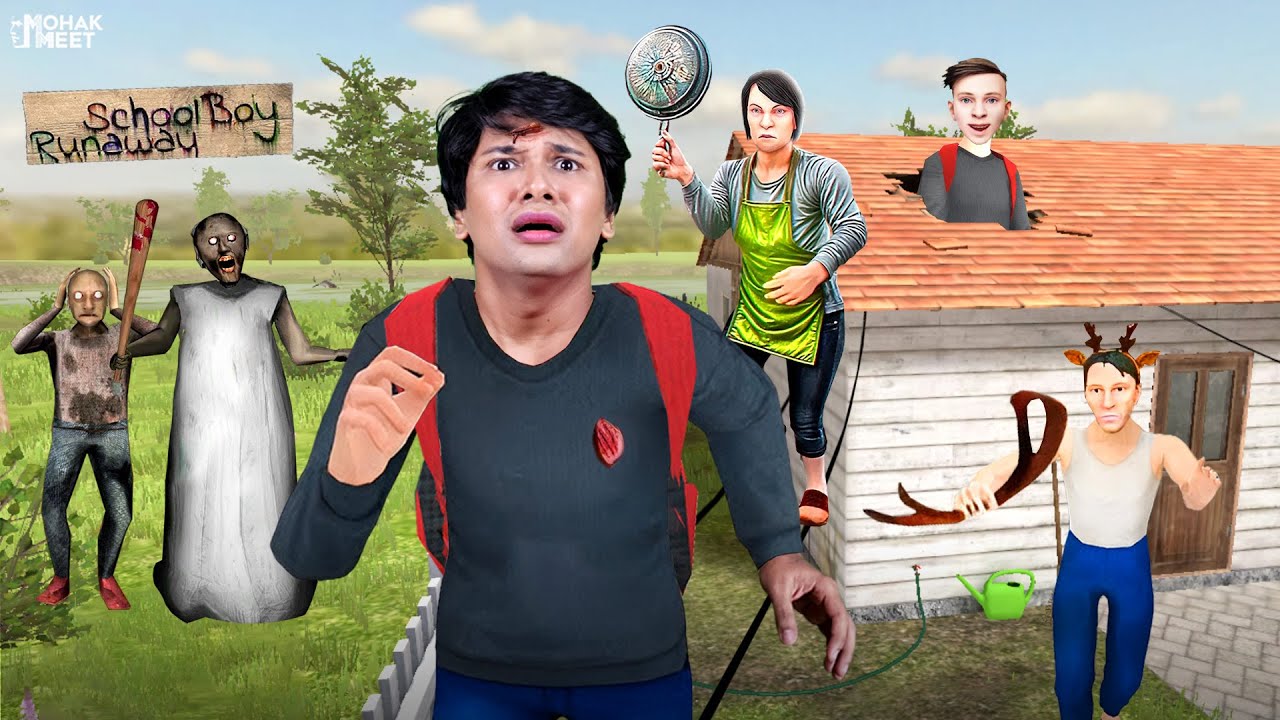 GRANNY : SCHOOLBOY RUNAWAY VS BITWA SHORT FILM : ग्रैनी | HORROR GAME - SLENDRINA || MOHAK MEET