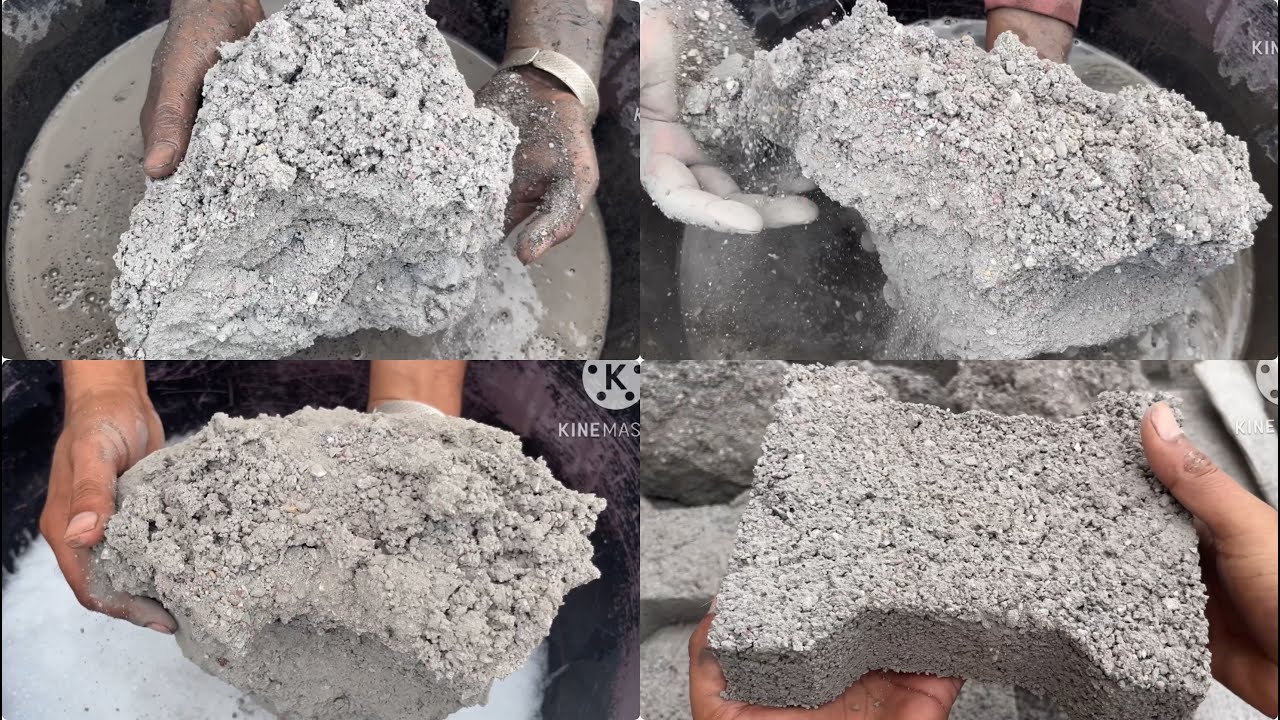 Gritty sand cement big chunks dry and water crumbling #satisfying