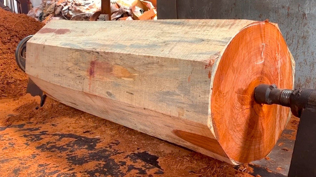 Amazing Woodturning Traditional - Extremely Wonderful Work Skills Carpenter On Large Red Wood Lathe