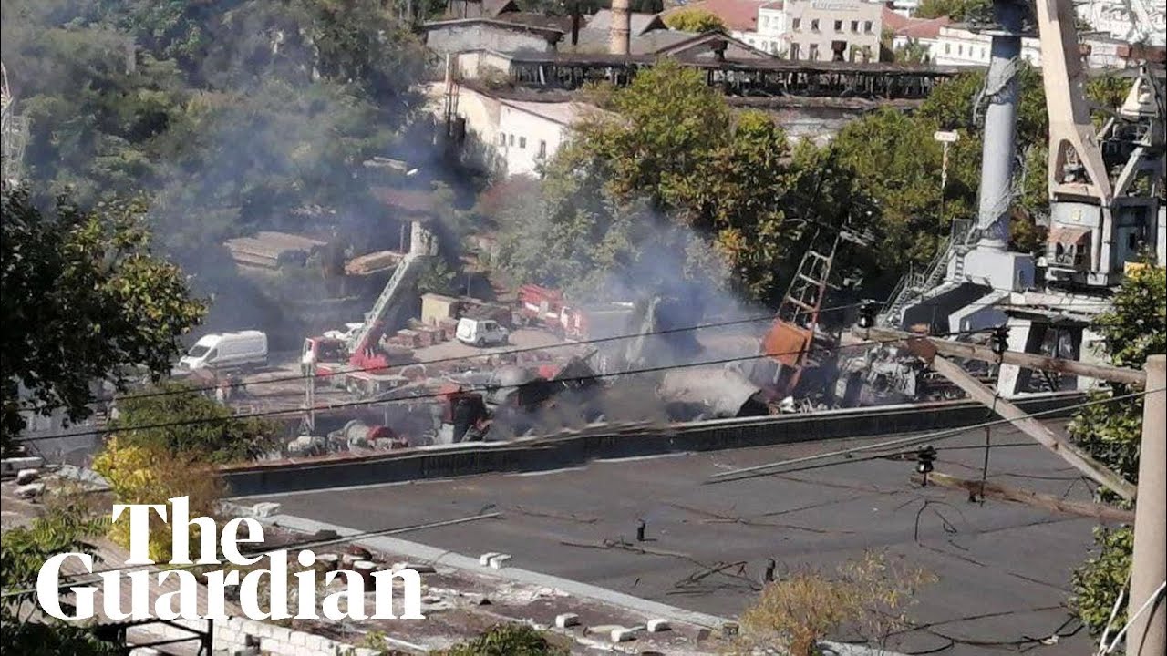 Video published on social media shows large explosions in occupied Crimea