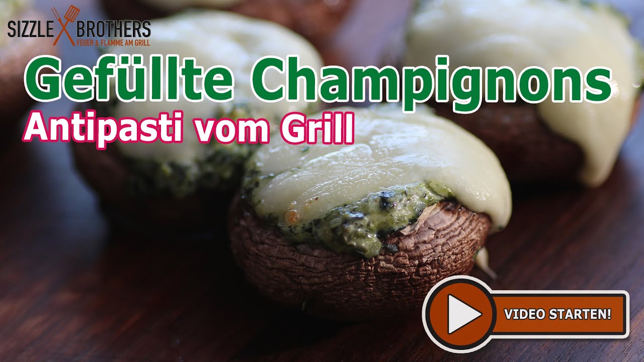Gefüllte Champignons | Antipasti vom Grill | Vegetarisch grillen