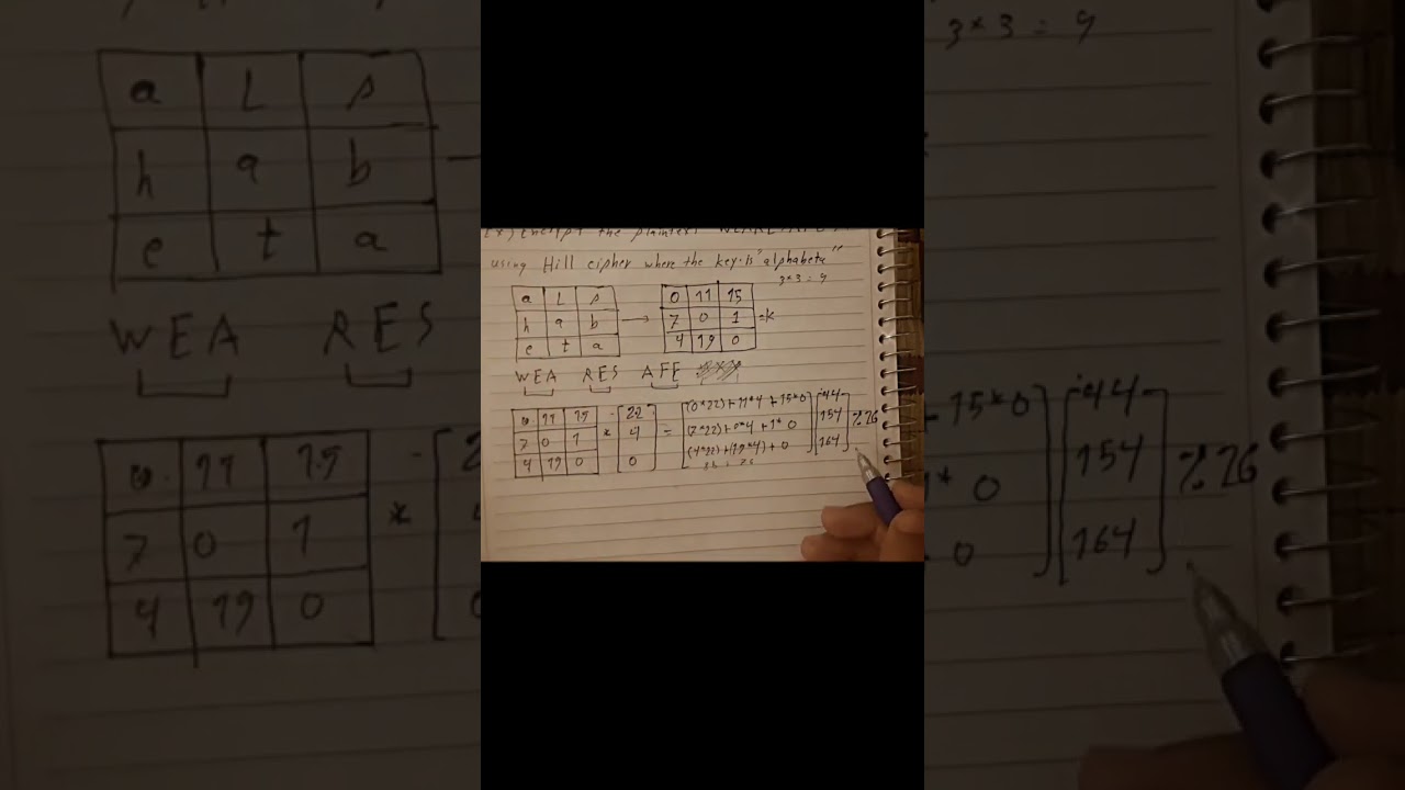 Computing Security I : hill cipher part 1 شرح عربي