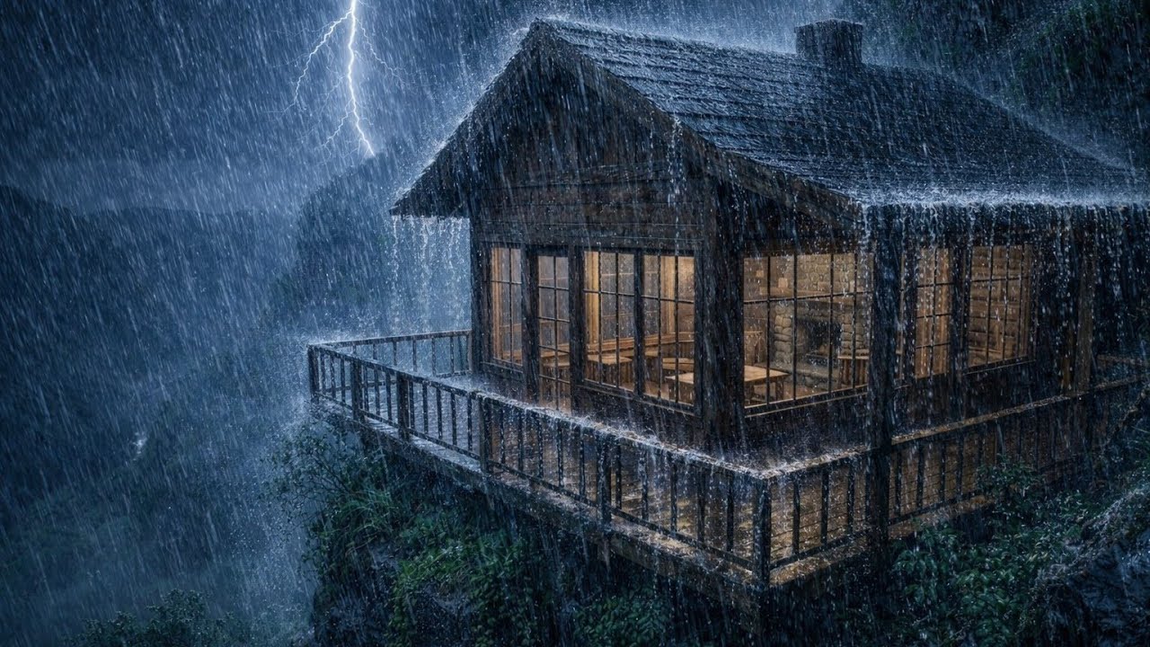 Cozy Cabin in a Mountain Storm ⛈️ Relaxing Rain Sounds to Fall Asleep Instantly | rain sound 
