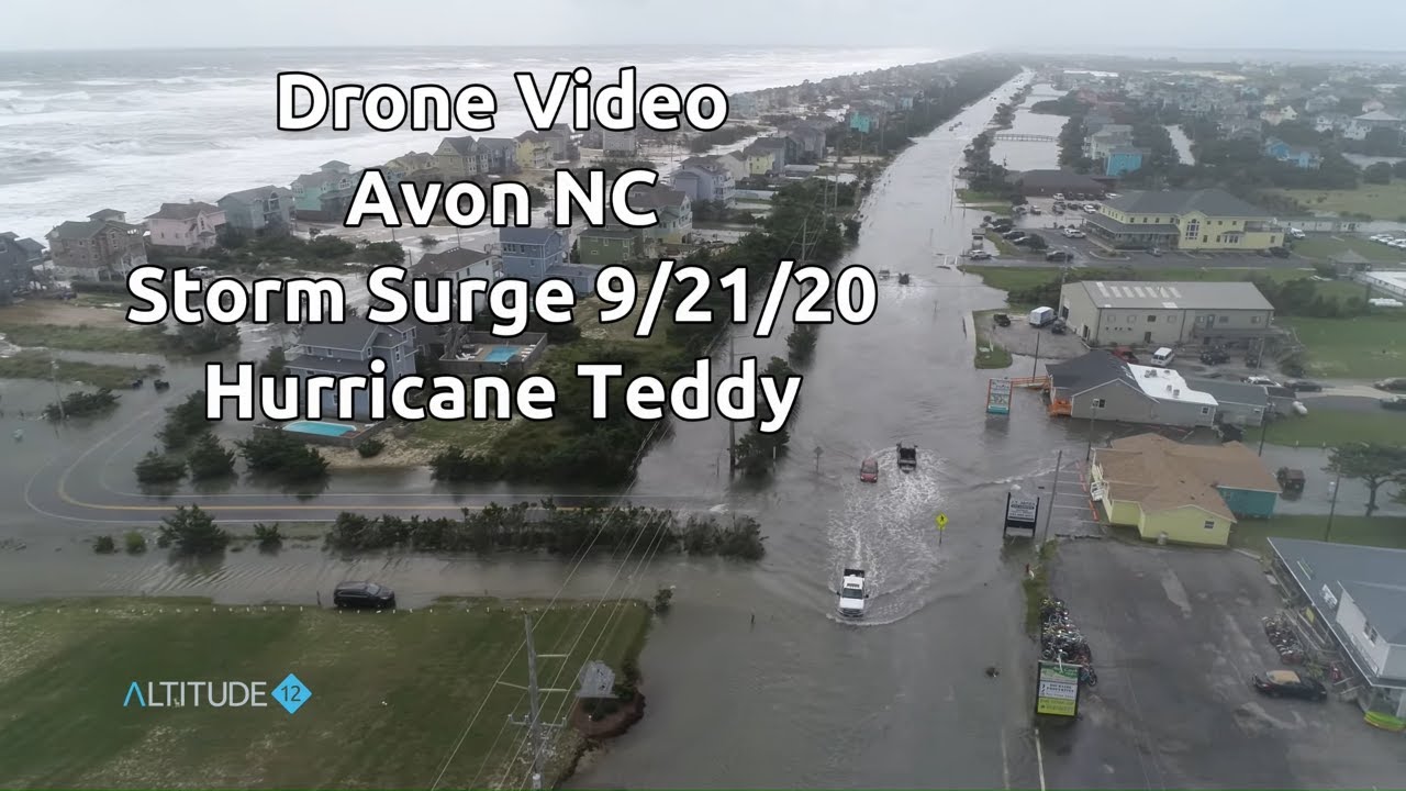 Drone Video Avon NC Hurricane Teddy Storm Surge