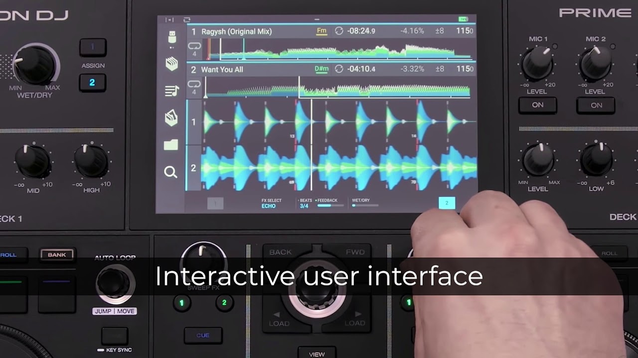 Denon DJ Prime GO - Standalone Battery Powered DJ Controller With Wi-Fi Streaming