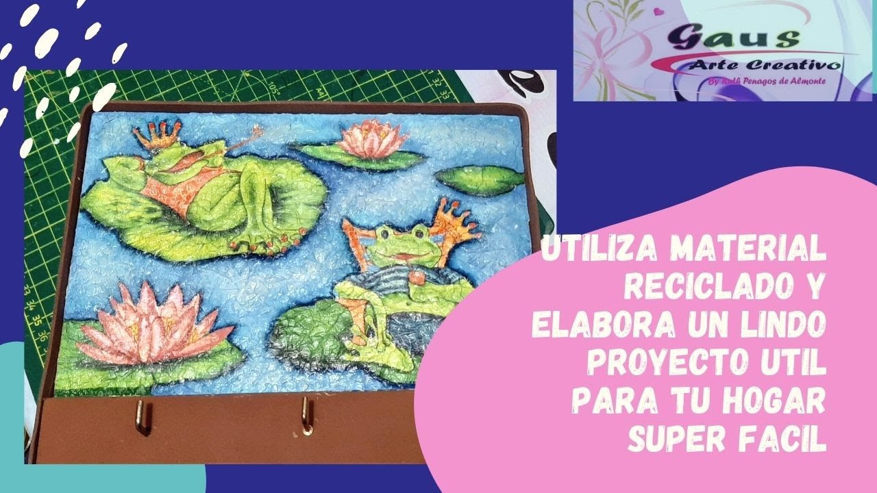 Cómo hacer PORTALLAVES con MATERIAL RECICLADO, decoupage y cascara de huevo paso a paso