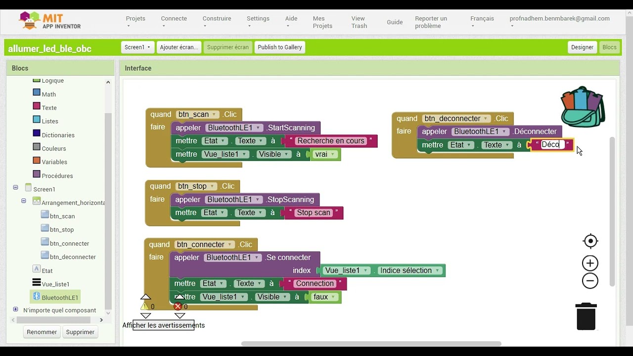 Connection Microbit  et App inventor avec Bluetooth