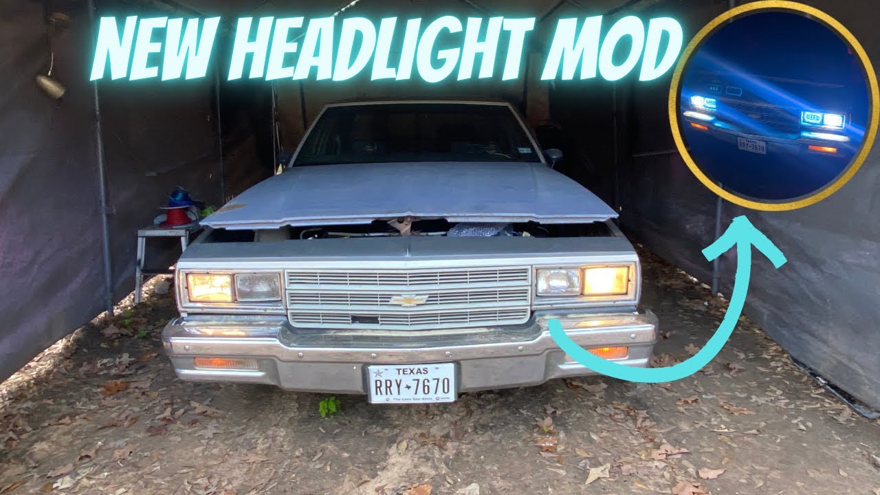 BOX CHEVY IMPALA GETS MAJOR HEADLIGHT UPGRADE (LED RGB HALO)