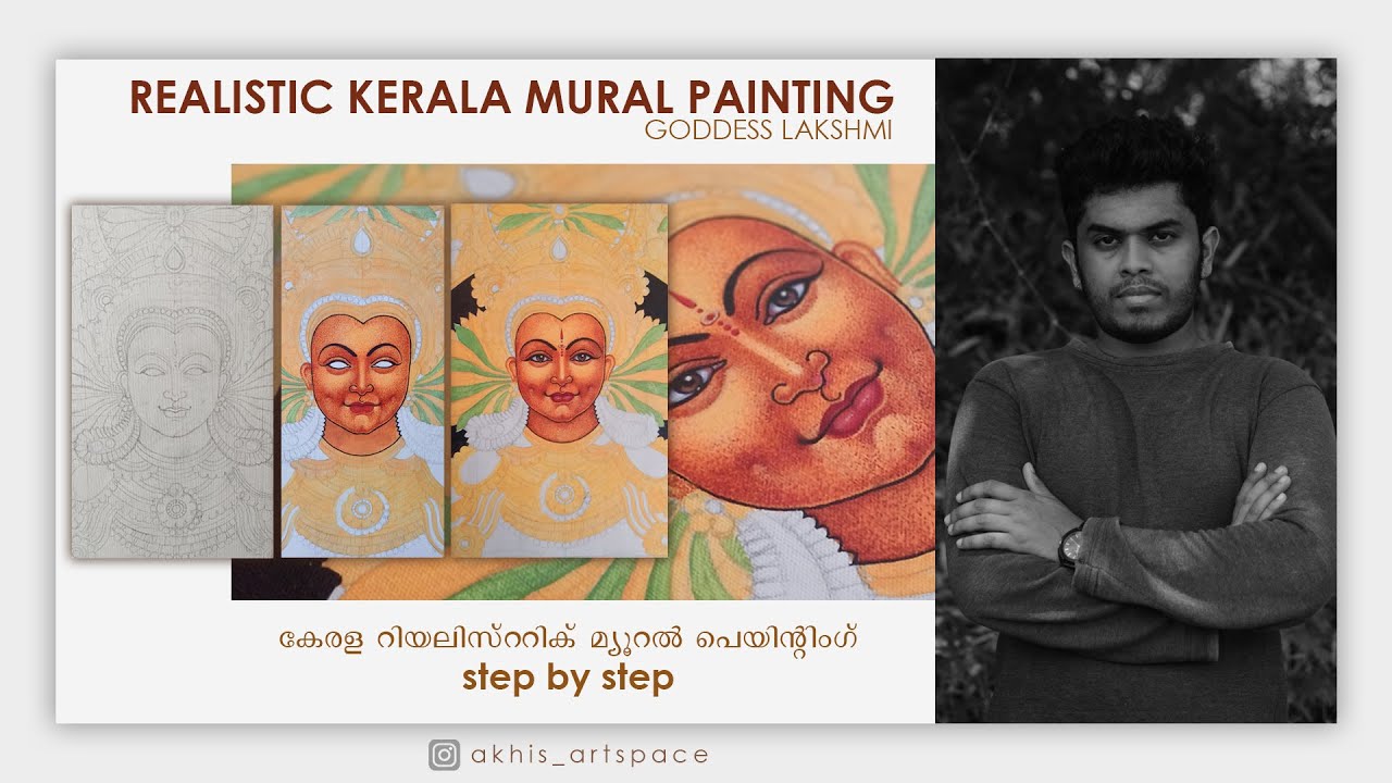Kerala Realistic Mural Painting step by step process | Part -1 | Goddess Lakshmi | Acrylic on Canvas