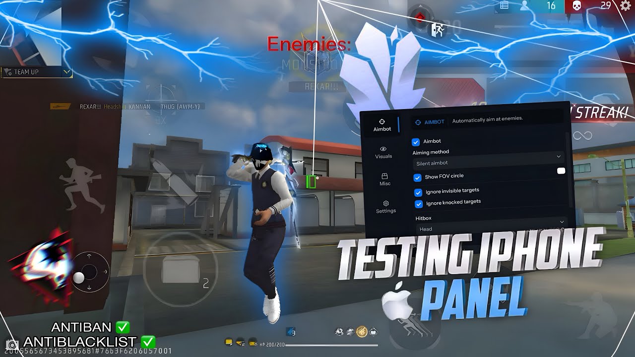 FREE FIRE Fluorite iOS Panel ☠️ iPhone Gameplay Showcase 🔥 for Main ID safe ✅ | Ob51 Antiban