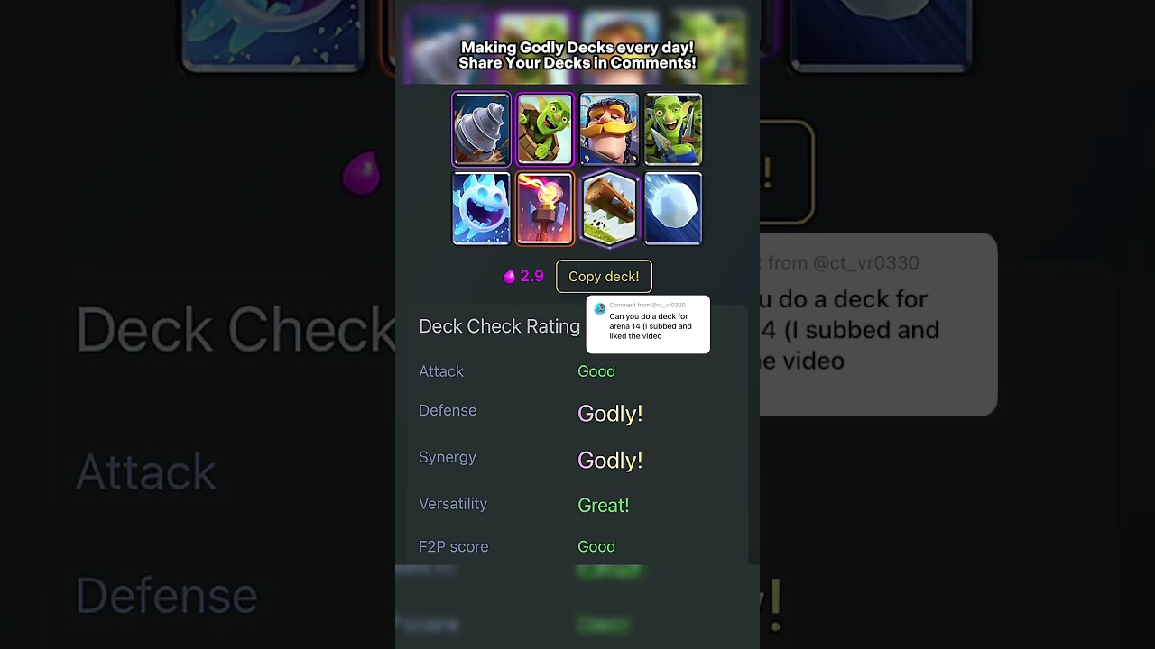 Godly Deck 90 🔥 (Arena 14) #clashroyale #clashroyaledeck #clashroyaleshorts #deck