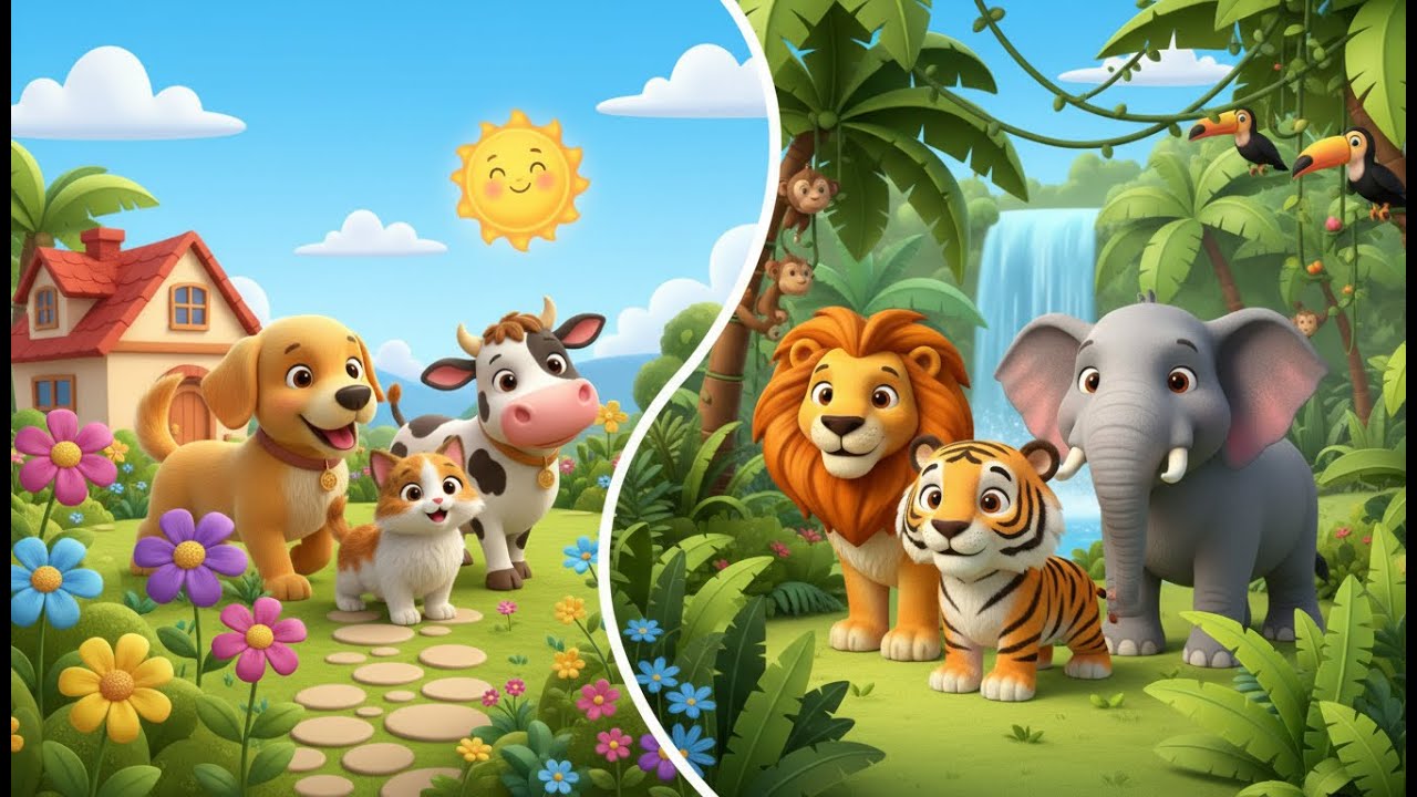 Pet Animals vs Wild Animals Song for Kids | Fun Animal Rhyme | Learn Pet & Wild Animals with Fun