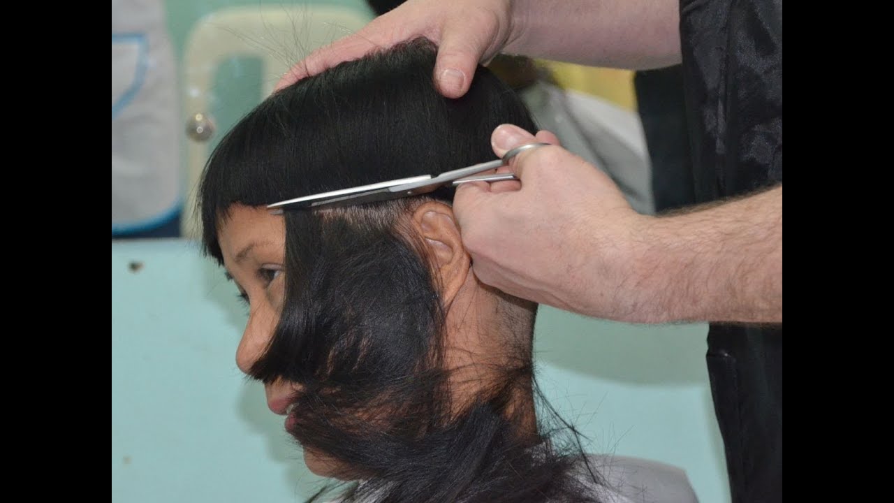 Girl bowl cut