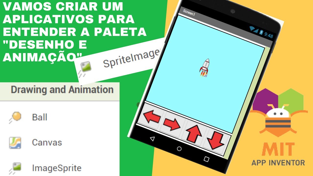 CONTROLAR O SEU SPRITE Como mover coisas no App Inventor | Animar em Canvas, Sprites