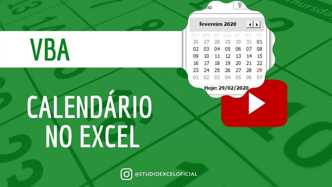 Como criar CALEND&Aacute;RIO em VBA no Excel
