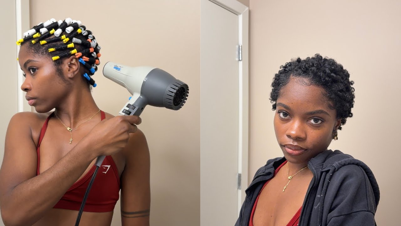 Perm Rod Set on TWA | Type 4 Natural Hair Wash Day Routine + Defined Curls Results