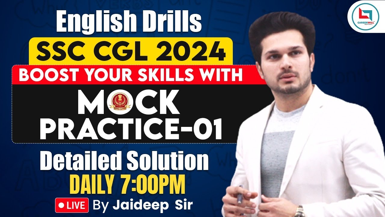 SSC CGL 2024 | SSC ENGLISH DRILLS | SSC ENGLISH MOCK PRACTICE - 01 | ENGLISH BY JAIDEEP SIR