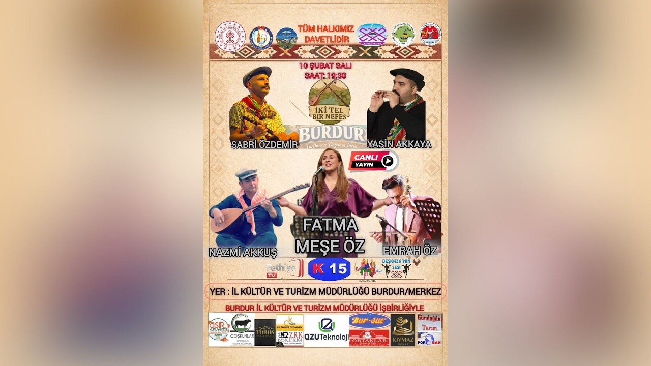 İki Tel Bir Nefes 🎶 Fatma Meşe Öz, Sabri Özdemir, Yasin Akkaya | Burdur Canlı Yayın 7.Bölüm