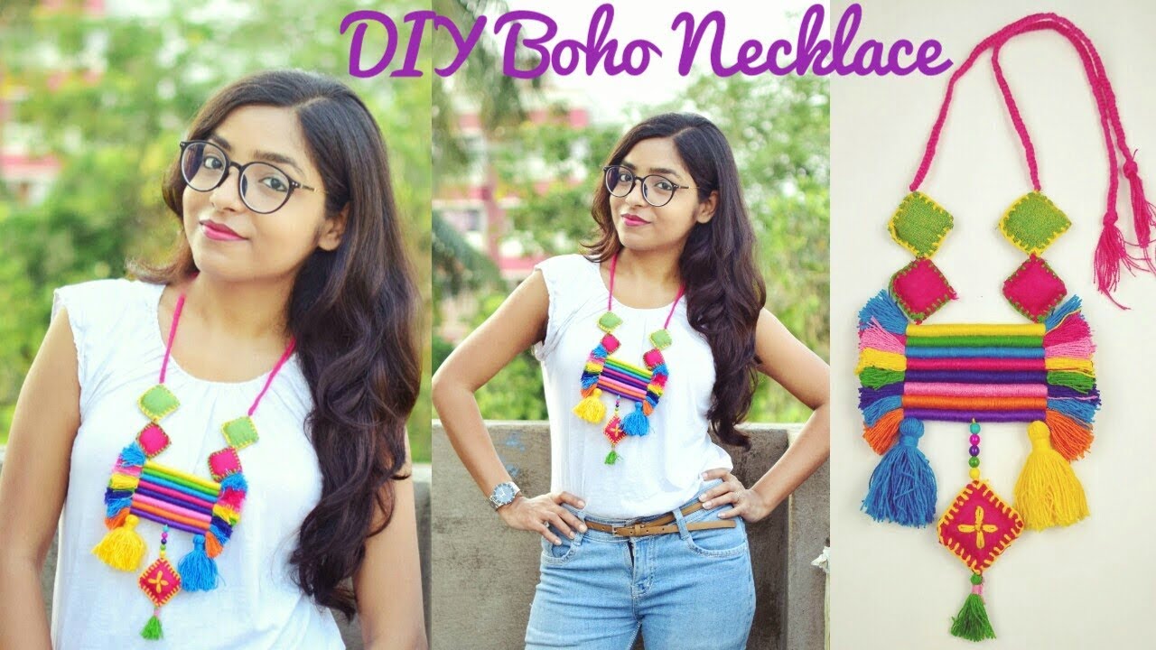 Diy boho necklace | How to make multi color necklace | at home