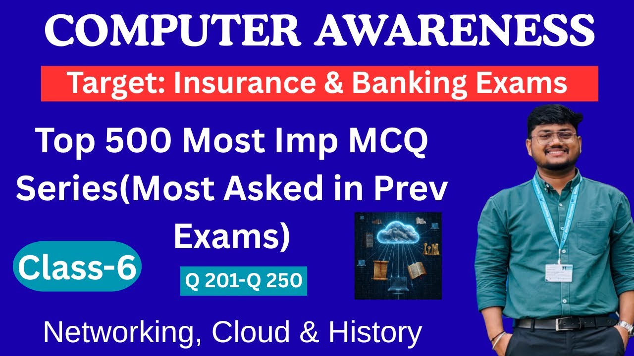 Computer Awareness | 500 Best MCQs | Class 6 | Insurance & Banking Exams | By Rohit Garg (AO)
