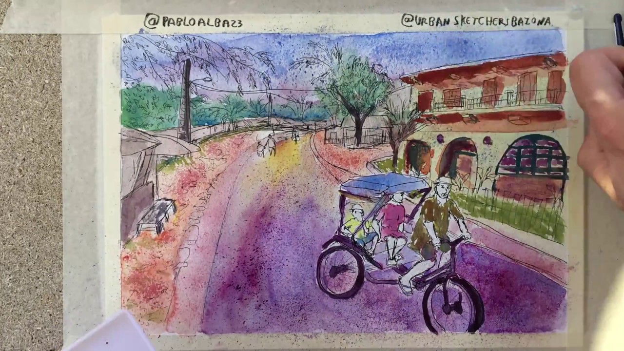 Morondava Madagascar 4k With only 3 Colours Urban sketching timelapse. speedpainting boceto