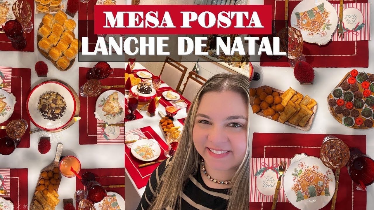 MESA POSTA LANCHE DE NATAL COM MENU COMPLETO