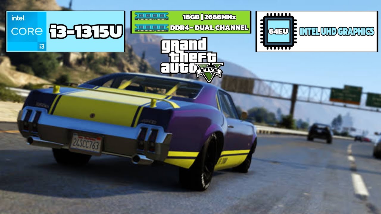 i3-1315U + Intel UHD Graphics - GTA5 - Normal Settings ,Fps Test