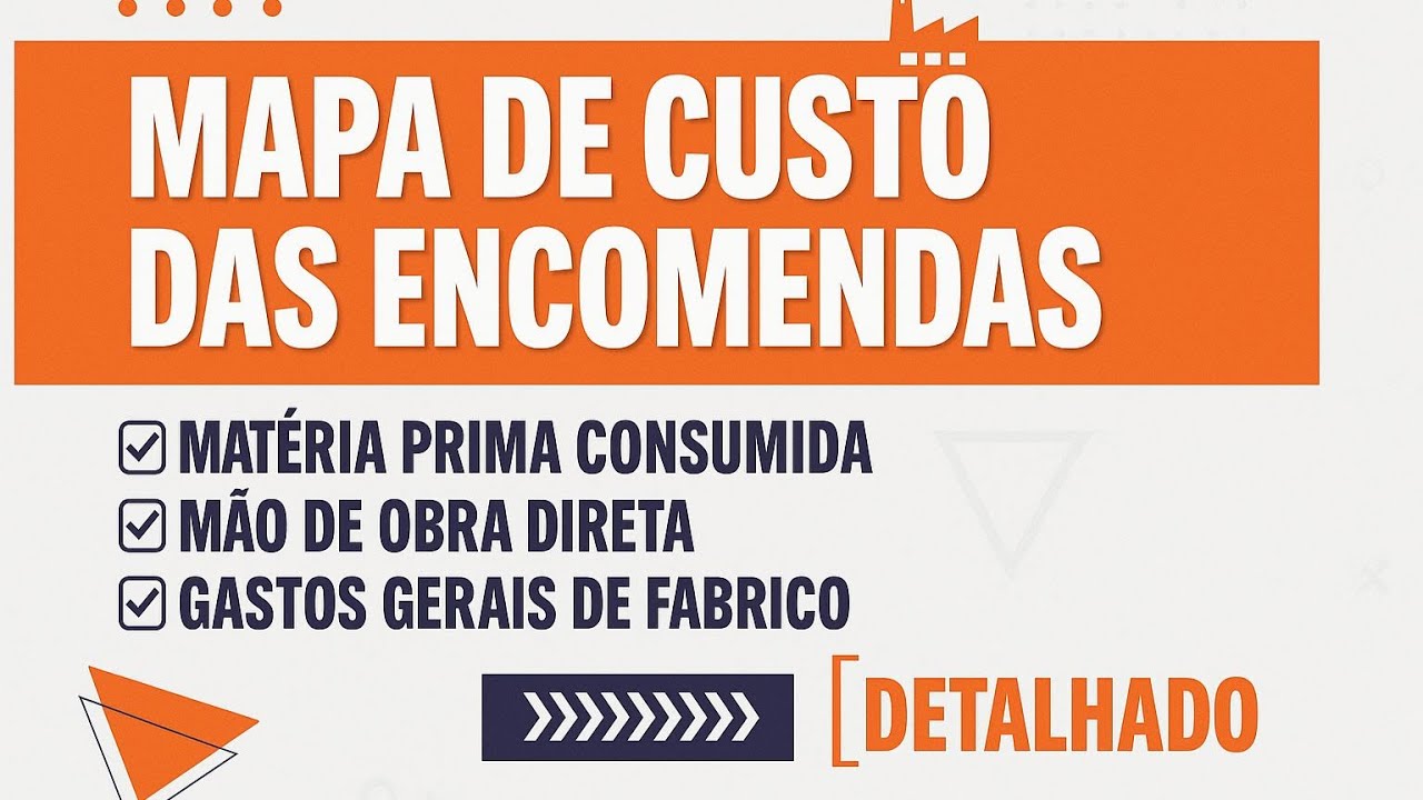 MAPA DE CUSTO DE PRODUÇÃO DAS ENCOMENDAS - EXERCICIO PRÁTICO