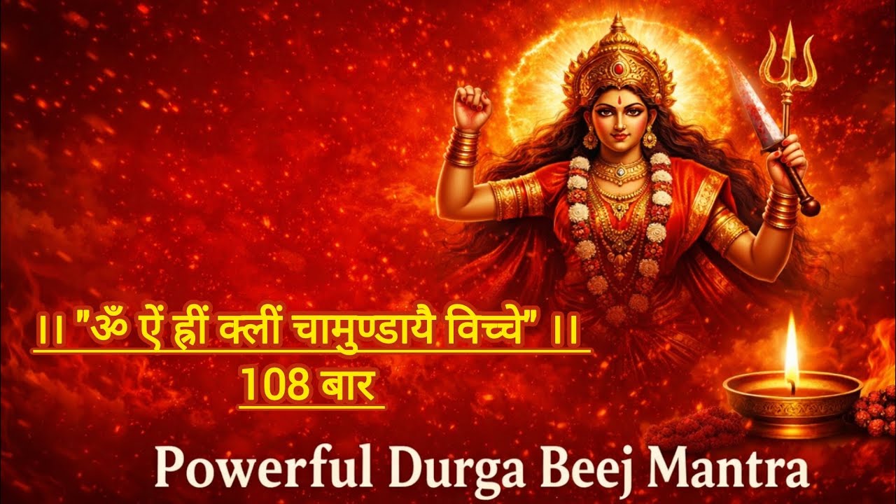 ॐ ऐं ह्रीं क्लीं चामुण्डायै विच्चे | 108 बार जप | Powerful Durga Beej Mantra Chanting