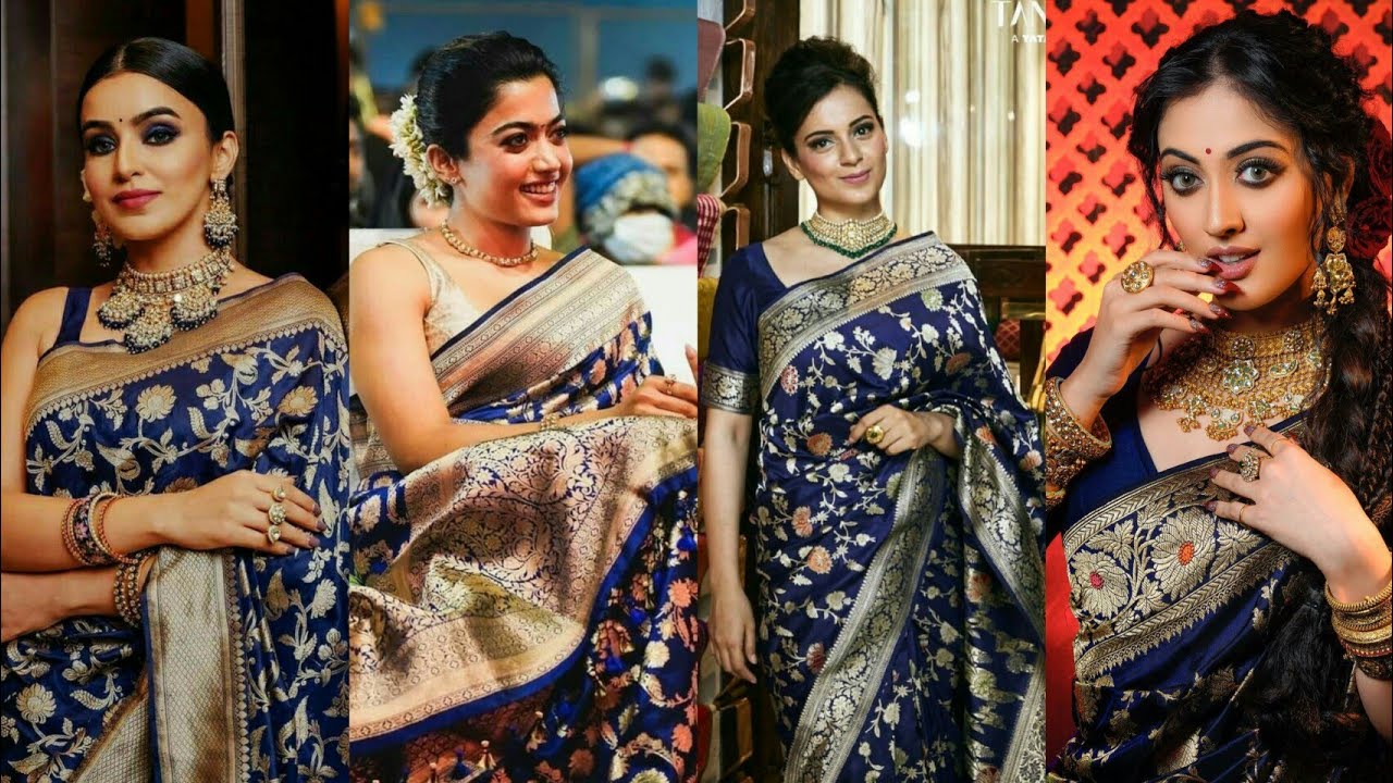 blue Banarasi Saree For Wedding functions - Party wear Banarasi silk sarees