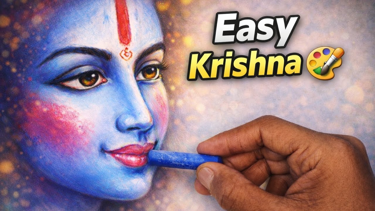 Krishna Drawing with Oil Pastels 🖌️ | Easy Coloring Tutorial for Beginners. 