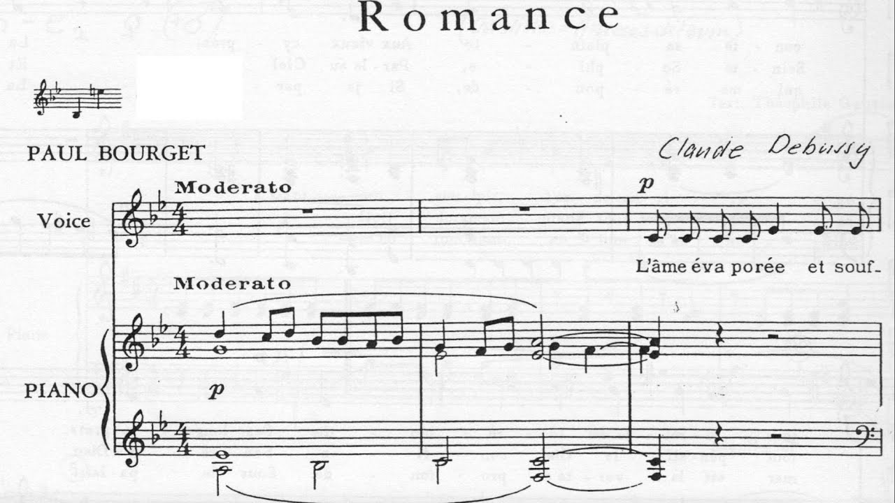 Romance (B-flat Major), Claude Debussy, Piano Accompaniment.