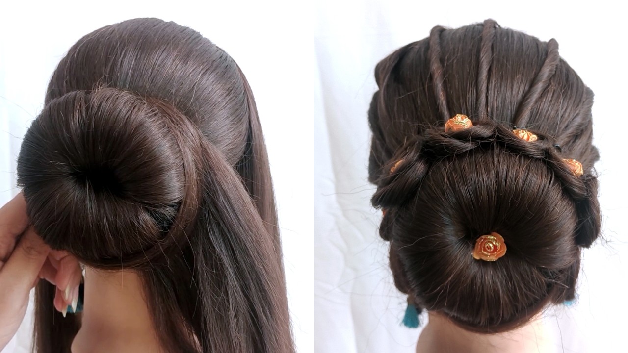 Beautiful Bun Hairstyle | Wedding Bun Hairstyle | Simple Hairstyle | Trending Juda Hairstyle