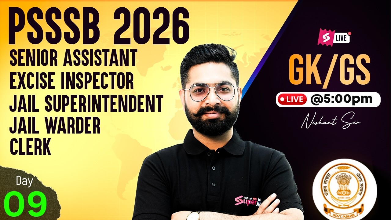 PSSSB Excise Inspector Preparation, Clerk, Jail Warder 2026 | PSSSB GK/GS Class by Nishant Sir