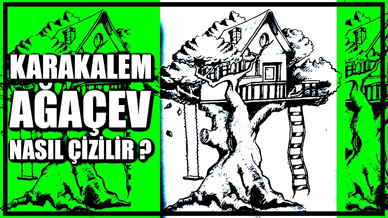 KARAKALEM AĞAÇ EV ÇİZİMİ KOLAY VE HIZLI ÇİZİMLER DRAWİNGS EASYDRAWİNG