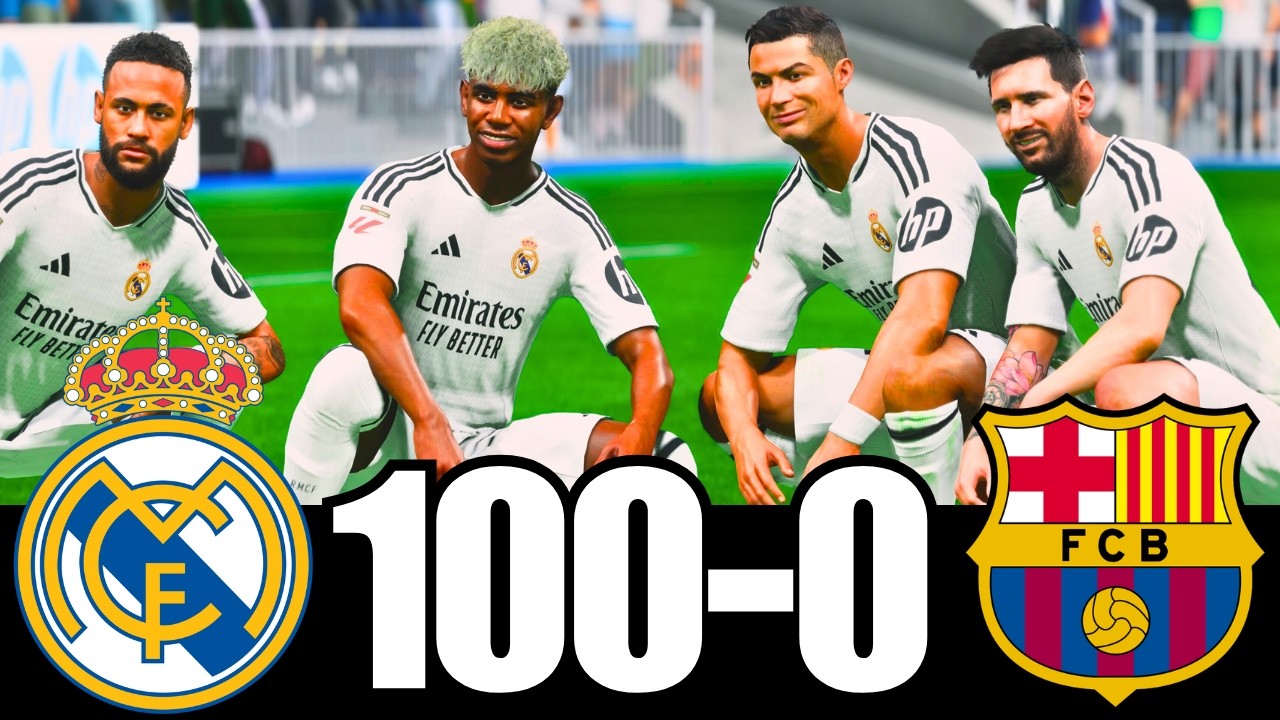 FC 25 -MESSI RONALDO NEYMAR & MBAPPE | ALL STARS | REAL MADRID 100-0 BARCA