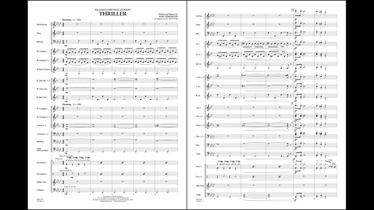 Thriller by Rod Temperton/arranged by Jay Bocook