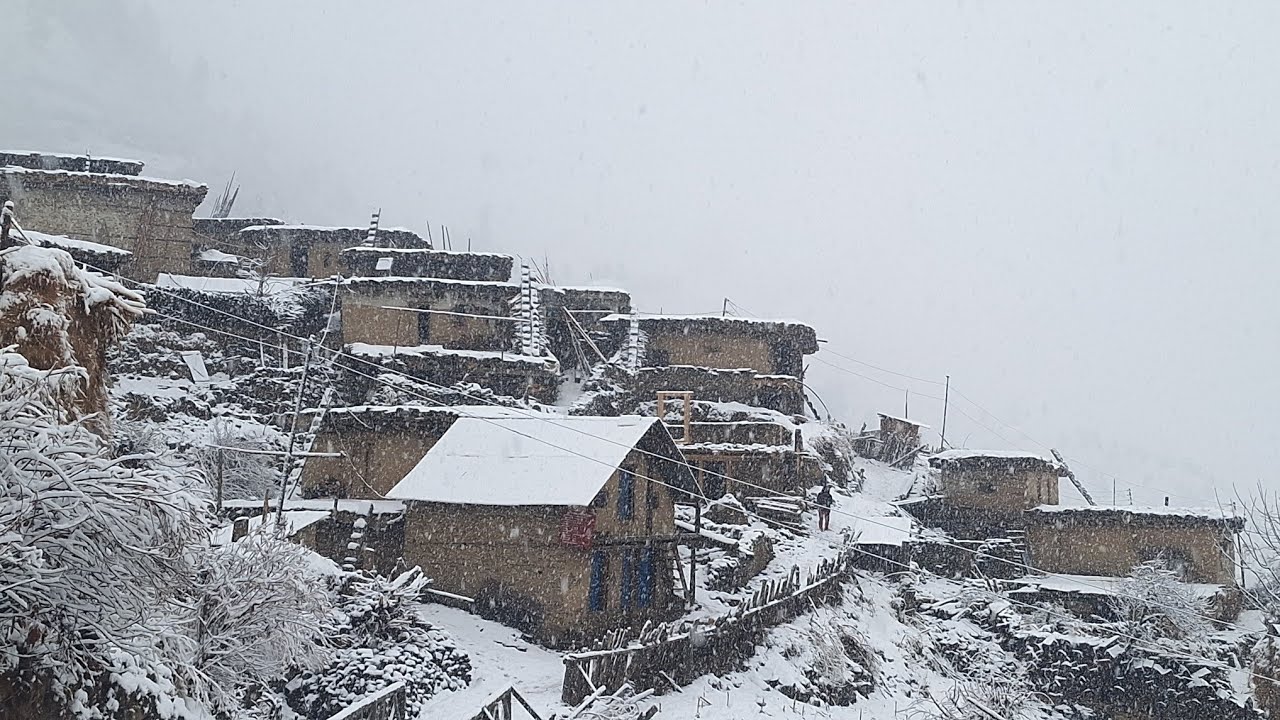 A day in the life of himalayan people on the snowy mountain in winter | VillageLifeNepal
