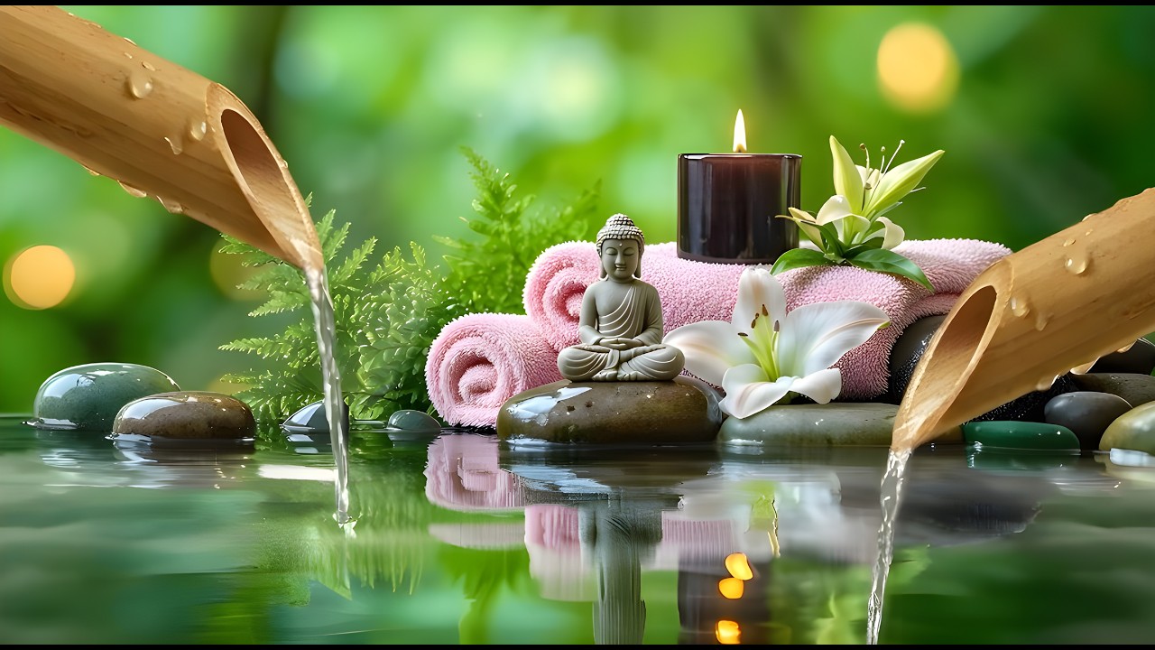 Relaxing Sleep Music + Bamboo Water Sounds 🌿 Deep Healing and Meditation Music Relax Mind Body, Spa