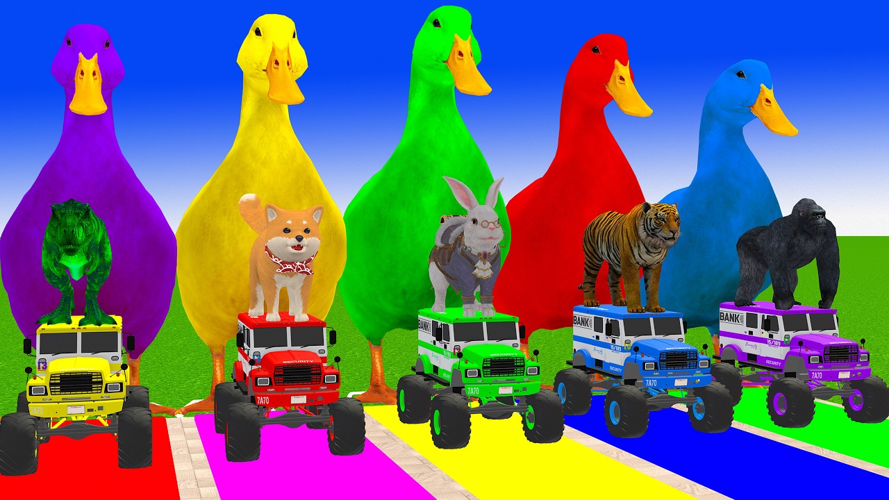 Long Slide Game with Cow Elephant Gorilla Hippopotamus Tiger 3d Animal Game Funny 3d Animals